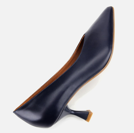 Stileto lëkurë origjinale ngjyrë navy