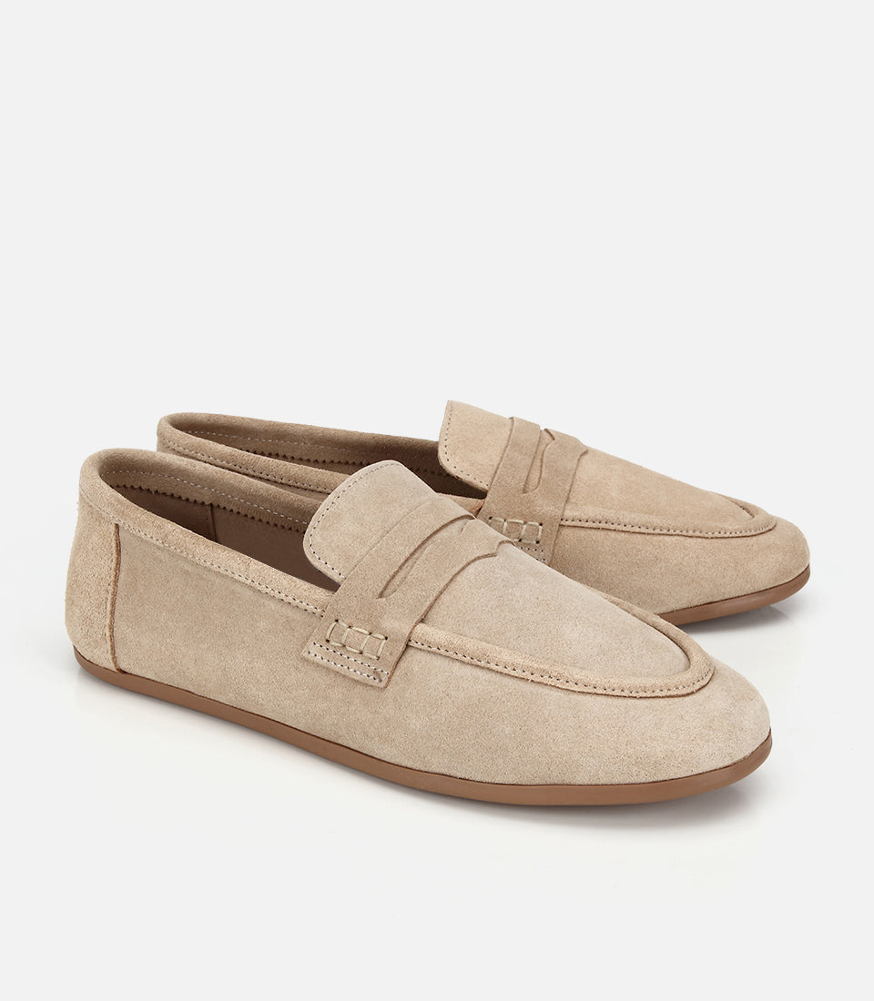 Loafer Klasik prej Lëkure Zamsh, Ngjyrë Bezhë - Femra