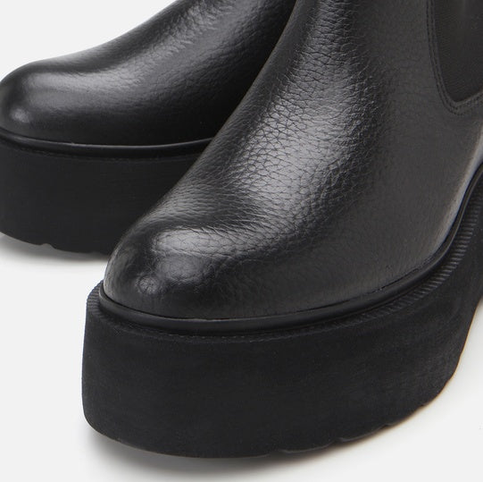 Gjysëm çizme lëkurë origjinale ngjyrë e zezë