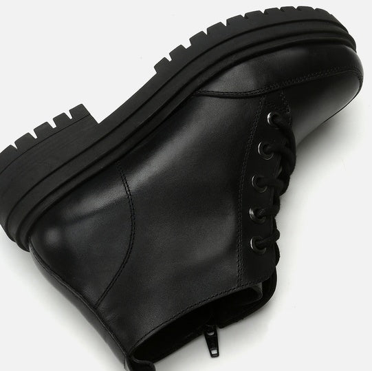 Gjysëm çizme lëkurë origjinale ngjyrë e zezë