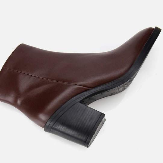 Gjysëm çizme lëkurë origjinale ngjyrë kafe