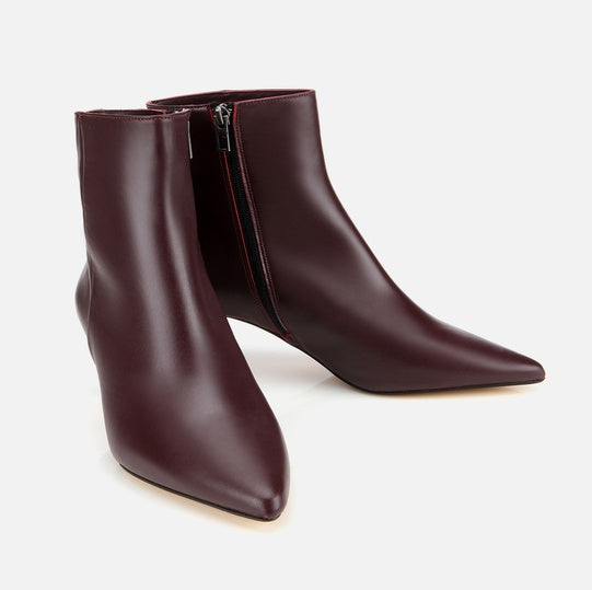 Gjysëm çizme lëkurë origjinale ngjyrë bordo