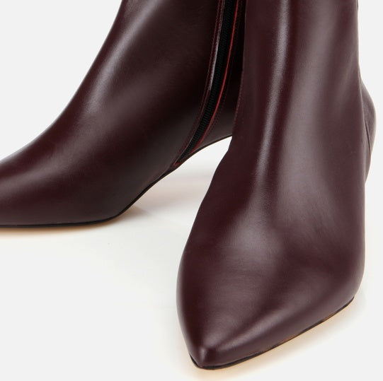 Gjysëm çizme lëkurë origjinale ngjyrë bordo