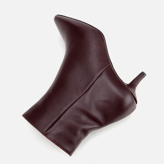 Gjysëm çizme lëkurë origjinale ngjyrë bordo