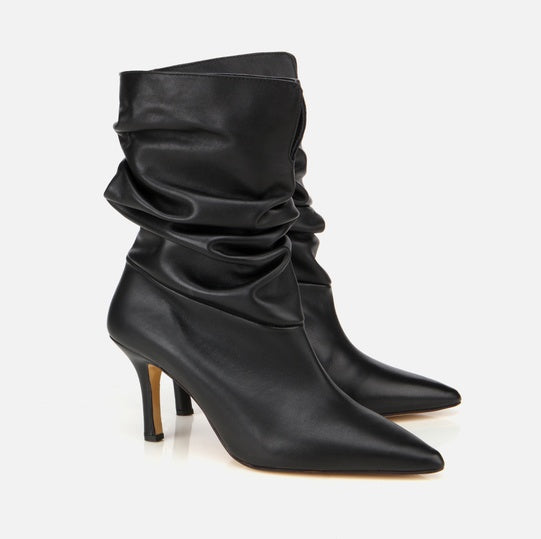 Gjysëm çizme lëkurë origjinale ngjyrë e zezë