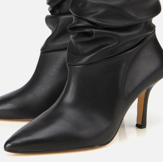 Gjysëm çizme lëkurë origjinale ngjyrë e zezë