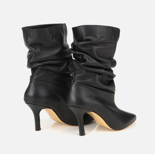 Gjysëm çizme lëkurë origjinale ngjyrë e zezë