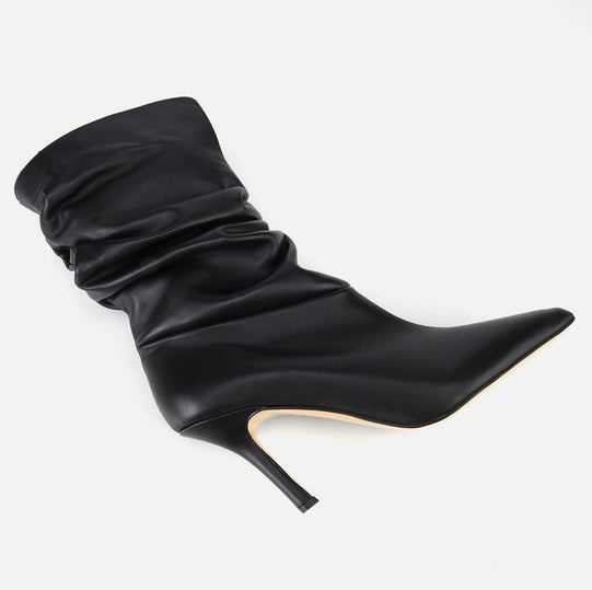 Gjysëm çizme lëkurë origjinale ngjyrë e zezë