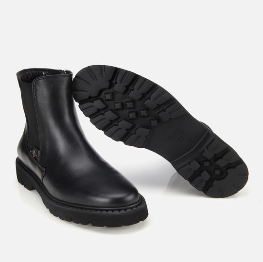 Gjysëm çizme lëkurë origjinale ngjyrë e zezë