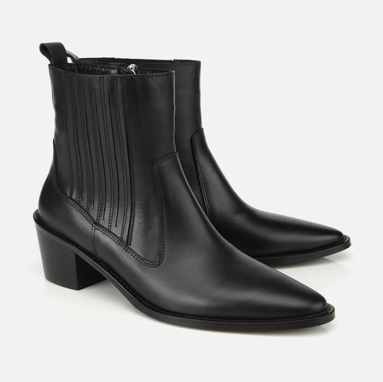 Gjysëm çizme lëkurë origjinale ngjyrë e zezë