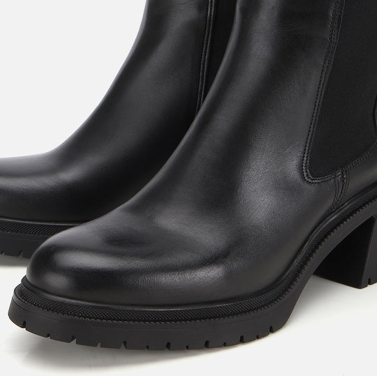 Gjysëm çizme lëkurë origjinale ngjyrë e zezë