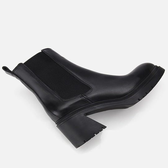 Gjysëm çizme lëkurë origjinale ngjyrë e zezë