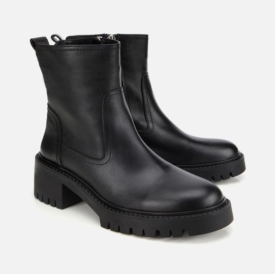 Gjysëm çizme lëkurë origjinale ngjyrë e zezë