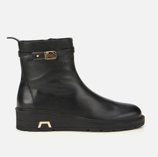 Gjysëm çizme lëkurë origjinale ngjyrë e zezë