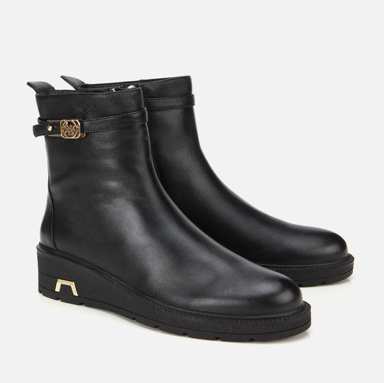 Gjysëm çizme lëkurë origjinale ngjyrë e zezë