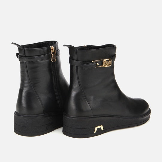 Gjysëm çizme lëkurë origjinale ngjyrë e zezë