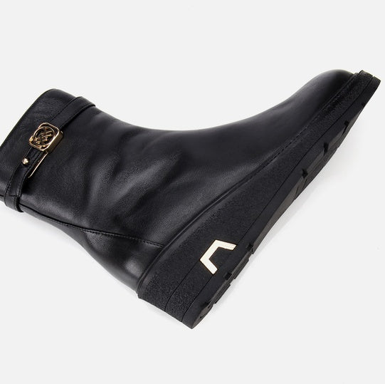 Gjysëm çizme lëkurë origjinale ngjyrë e zezë