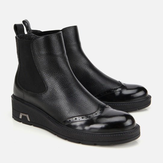 Gjysëm çizme lëkurë origjinale ngjyrë e zezë