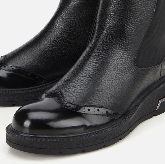 Gjysëm çizme lëkurë origjinale ngjyrë e zezë