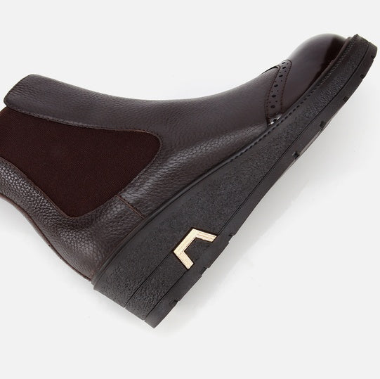 Gjysëm çizme lëkurë origjinale ngjyrë kafe