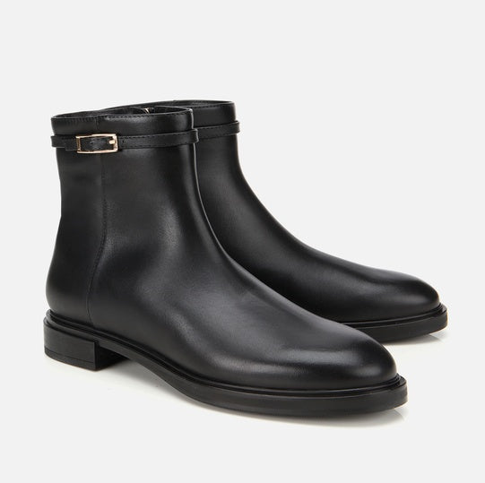 Gjysëm çizme lëkurë origjinale ngjyrë e zezë