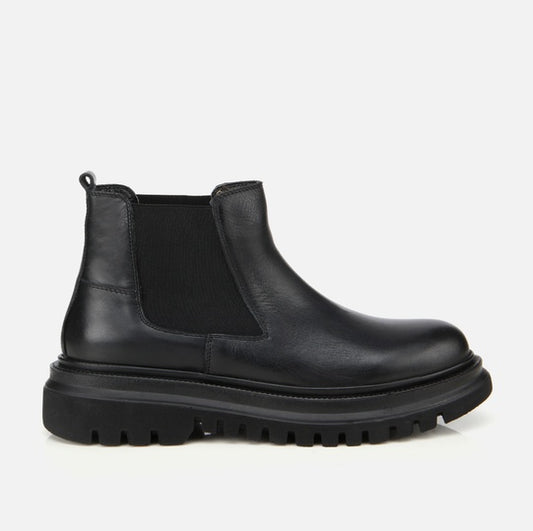 Gjysëm çizme lëkurë origjinale ngjyrë e zezë