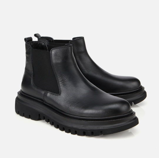 Gjysëm çizme lëkurë origjinale ngjyrë e zezë