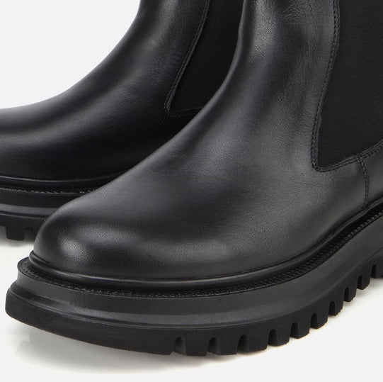 Gjysëm çizme lëkurë origjinale ngjyrë e zezë