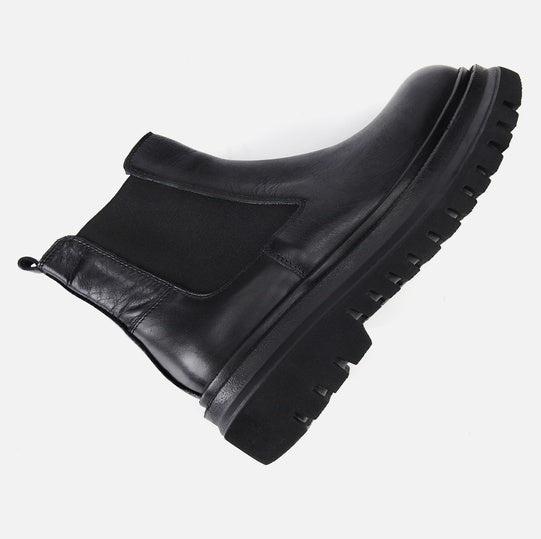 Gjysëm çizme lëkurë origjinale ngjyrë e zezë