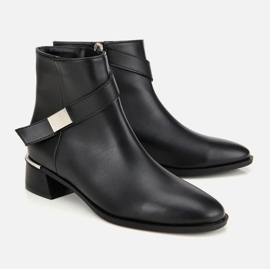 Gjysëm çizme lëkurë origjinale ngjyrë e zezë