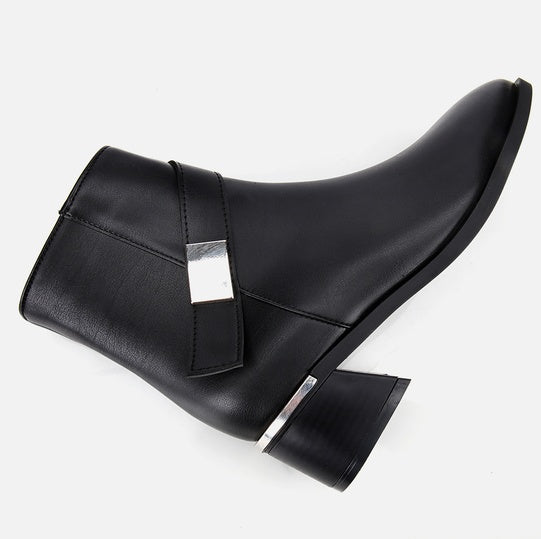 Gjysëm çizme lëkurë origjinale ngjyrë e zezë