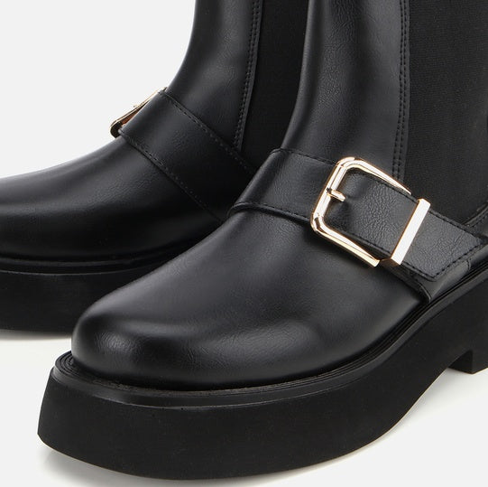 Gjysëm çizme lëkurë origjinale ngjyrë e zezë