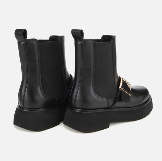 Gjysëm çizme lëkurë origjinale ngjyrë e zezë