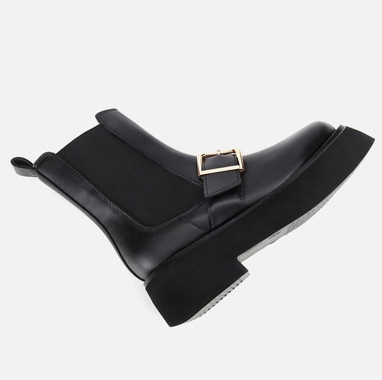 Gjysëm çizme lëkurë origjinale ngjyrë e zezë