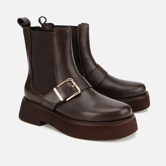 Gjysëm çizme lëkurë origjinale ngjyrë kafe