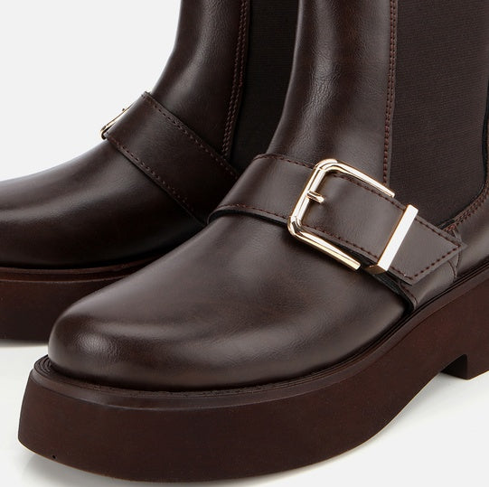 Gjysëm çizme lëkurë origjinale ngjyrë kafe