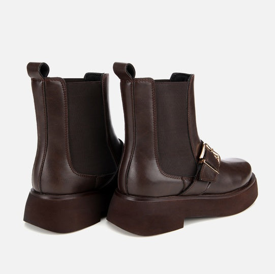 Gjysëm çizme lëkurë origjinale ngjyrë kafe