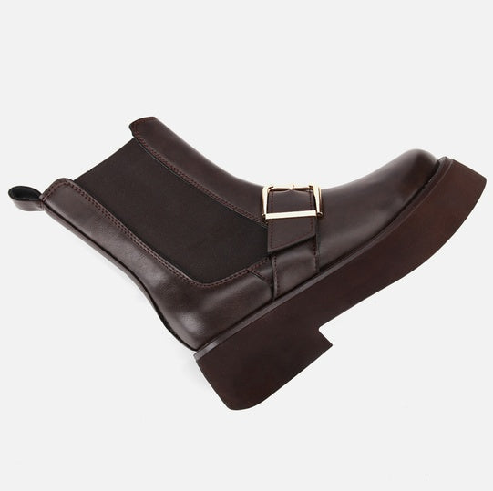 Gjysëm çizme lëkurë origjinale ngjyrë kafe