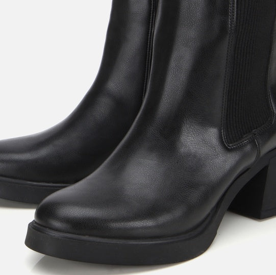 Gjysëm çizme lëkurë origjinale ngjyrë e zezë