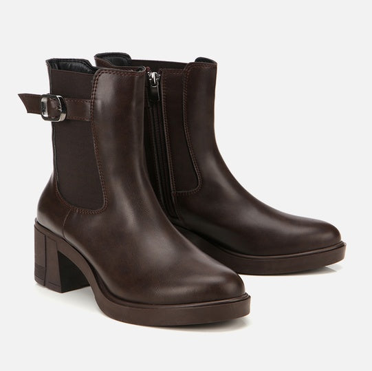 Gjysëm çizme lëkurë origjinale ngjyrë kafe