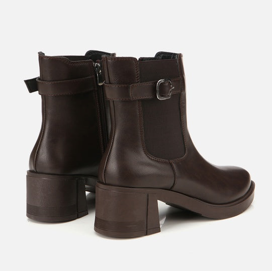 Gjysëm çizme lëkurë origjinale ngjyrë kafe