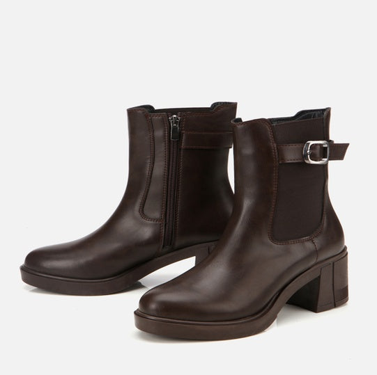 Gjysëm çizme lëkurë origjinale ngjyrë kafe