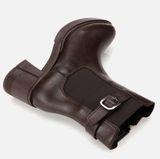 Gjysëm çizme lëkurë origjinale ngjyrë kafe