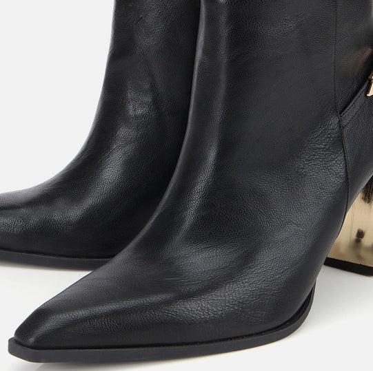 Gjysëm çizme lëkurë origjinale ngjyrë e zezë