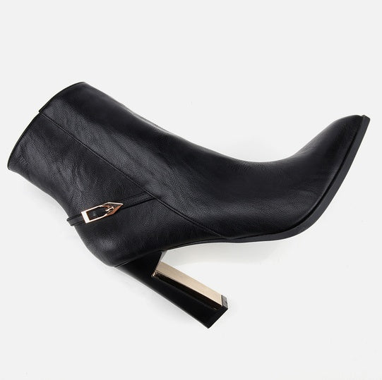 Gjysëm çizme lëkurë origjinale ngjyrë e zezë