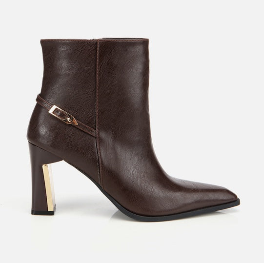 Gjysëm çizme lëkurë origjinale ngjyrë kafe