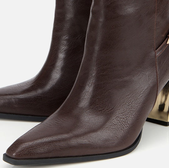 Gjysëm çizme lëkurë origjinale ngjyrë kafe