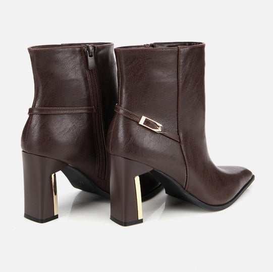 Gjysëm çizme lëkurë origjinale ngjyrë kafe