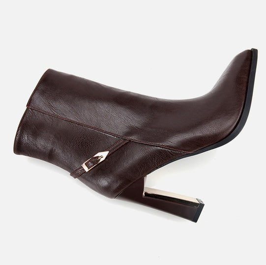 Gjysëm çizme lëkurë origjinale ngjyrë kafe