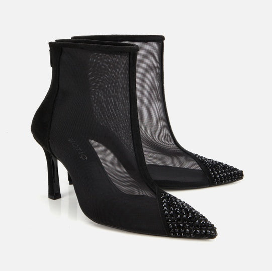 Gjysëm çizme lëkurë origjinale ngjyrë e zezë